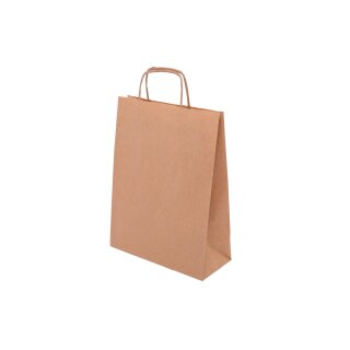 Papiertragetasche Eco Braun mit gedrehter Papierkordel 180 x 80 x 240 mm