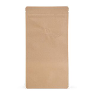 Standbodenbeutel  Kraftpapier braun mit Aromaventil 1.000 ml/500g