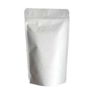 Standbodenbeutel Kraftpapier Weiß mit Druckverschluss