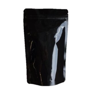 Standbodenbeutel mit Druckverschluss schwarz glänzend