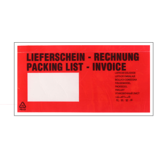 Lieferscheintaschen Lieferschein/Rechnung 235 x 130 mm ROT