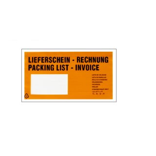 Lieferscheintaschen Lieferschein/Rechnung 235 x 130 mm ORANGE