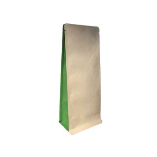 Boxpouches Flachbodenbeutel Kraftpapier Braun / Grün für ca. 100g Füllmenge