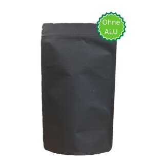 Standbodenbeutel Kraftpapier schwarz ECO mit Druckverschluss