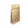 Boxpouches Flachbodenbeutel Kraftpapier braun mit Druckverschluss und Aromaventil für ca. 250g