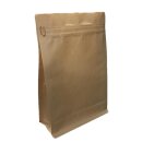 Boxpouches Flachbodenbeutel Kraftpapier braun mit Frontzipper für ca. 1000g