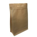 Boxpouches Flachbodenbeutel Kraftpapier braun mit Frontzipper für ca. 2000g