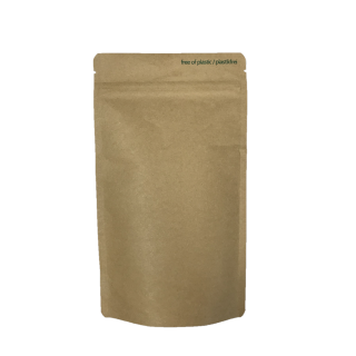 PLA Standbodenbeutel Kraftpapier braun mit Druckverschluss