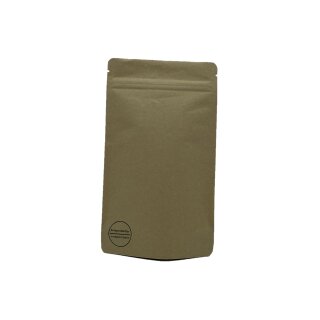 PLA Doypack Kraftpapier braun mit Druckverschluss 700ml - bedruckte Front