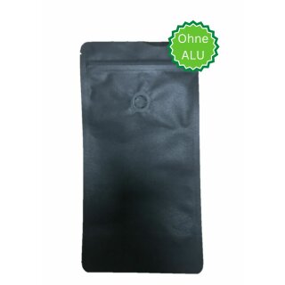 Doypack Kraftpapier schwarz ohne Alu mit Aromaventil