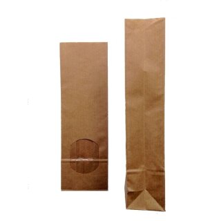 Blockbodenbeutel Natur mit Sichtfenster 100 g