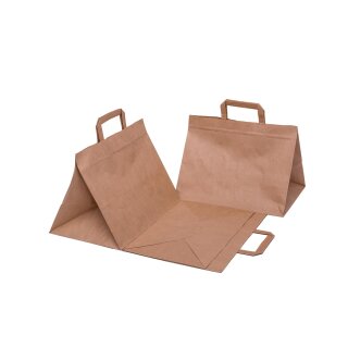Papiertragetasche Eco Braun mit Flachhenkel 320 x 215 x 270 mm